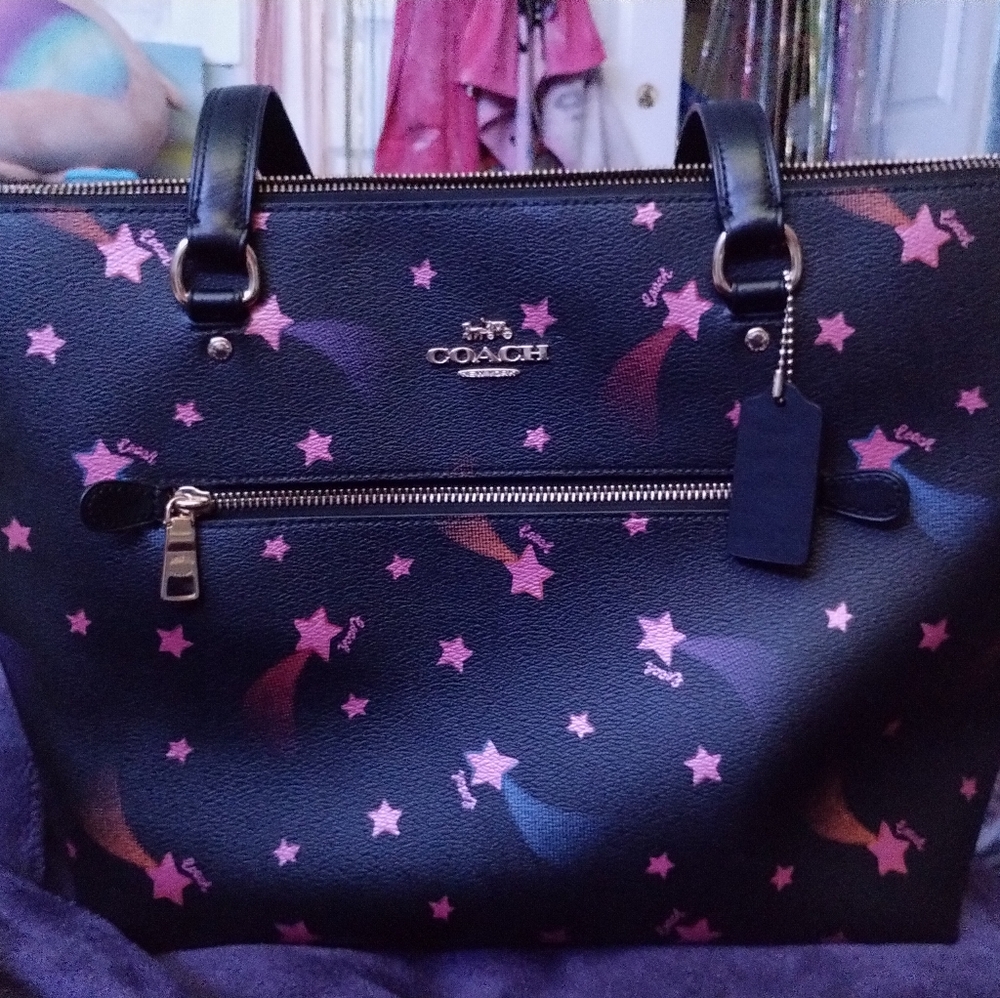 Coach tote in vintage/retired Disco star print